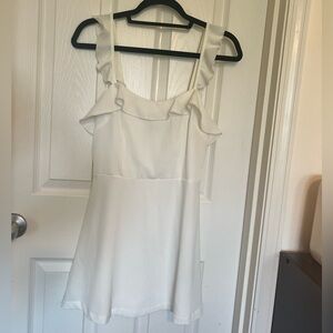 Superdown White Ruffle Mini Dress
